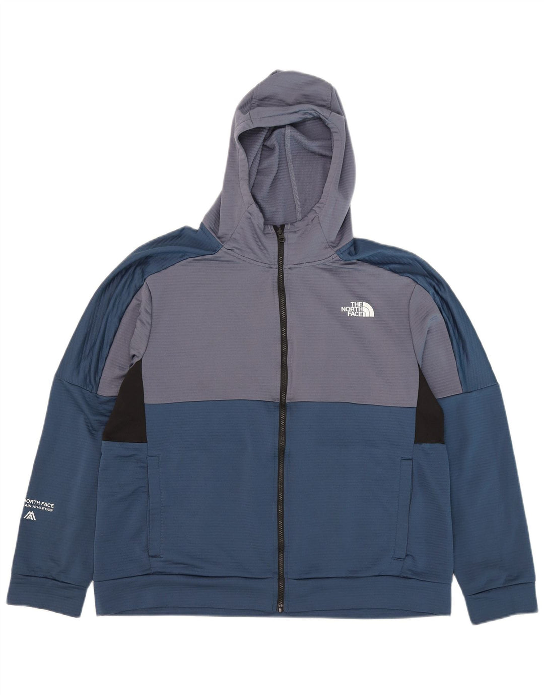 Męski sweter z kapturem i zamkiem The North Face XL, niebieski, poliester z blokami kolorów