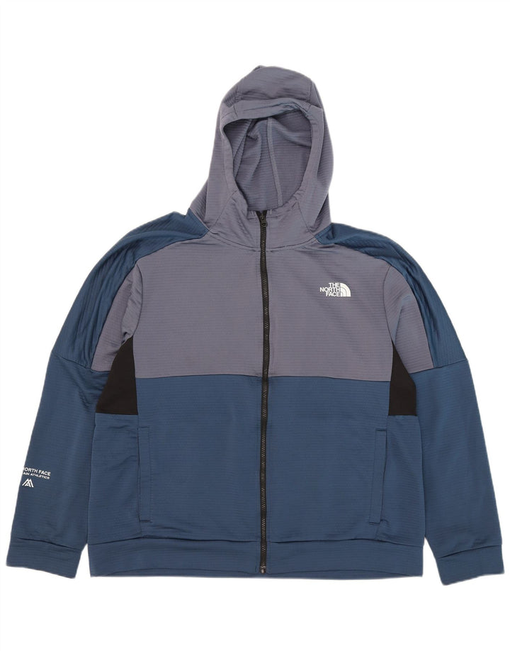 Męski sweter z kapturem i zamkiem The North Face XL, niebieski, poliester z blokami kolorów