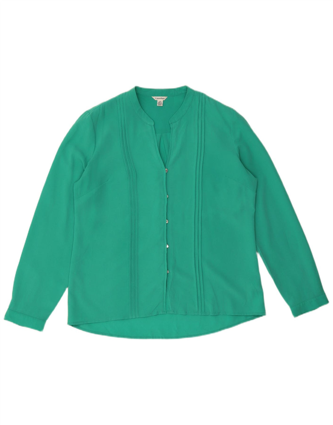 Damska bluzka koszulowa Calvin Klein UK 16, duża, zielona, poliester