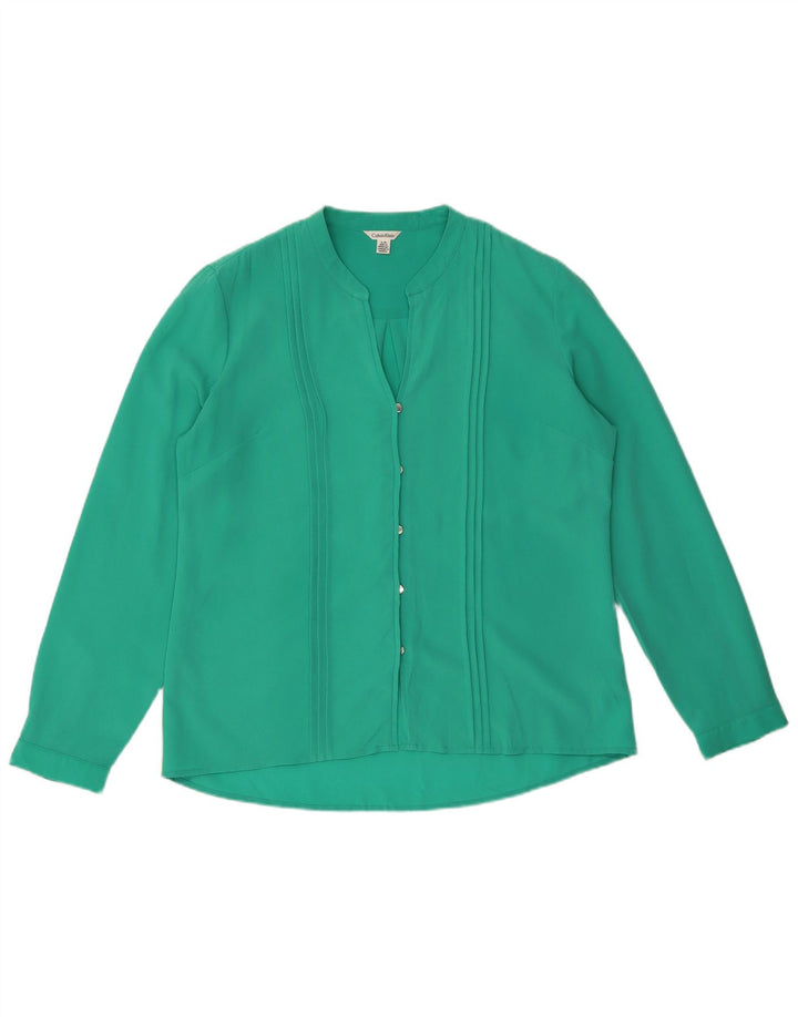 Damska bluzka koszulowa Calvin Klein UK 16, duża, zielona, poliester