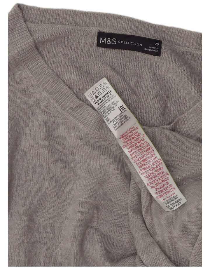 Marks & Spencer Damski sweter z dekoltem w łódkę UK 20 2XL Szary akryl