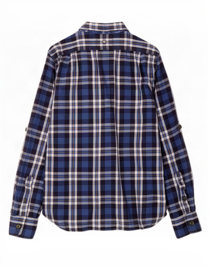Męska koszula flanelowa Superdry, duża, granatowa, bawełniana w kratę