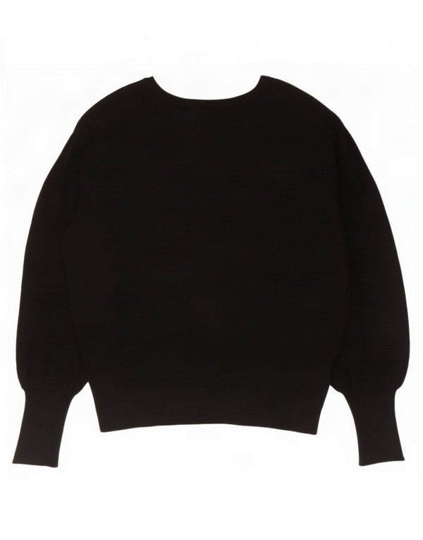Marks & Spencer Damski sweter z dekoltem w łódkę UK 16, duży, czarny, wiskoza