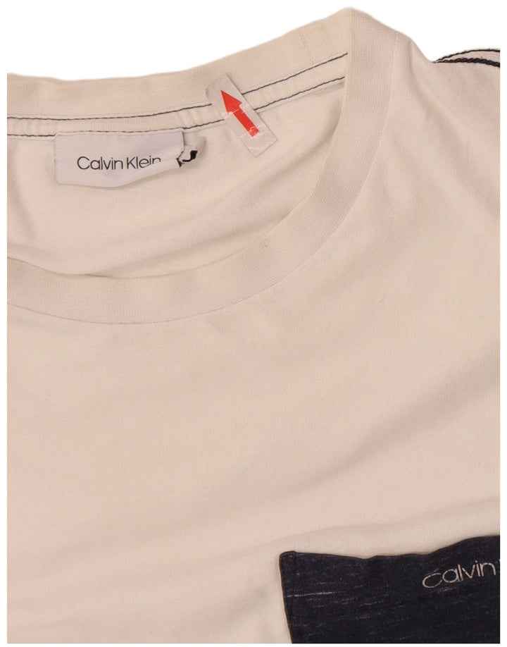 T-shirt męski Calvin Klein, mały, biały, bawełniany