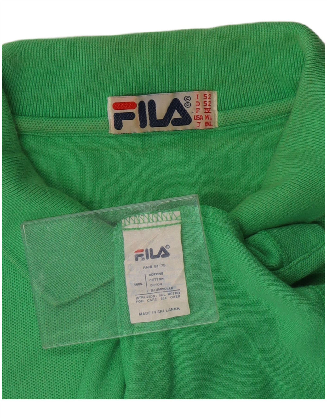 FILA Mens Polo Shirt IT 52 Large Green Cotton