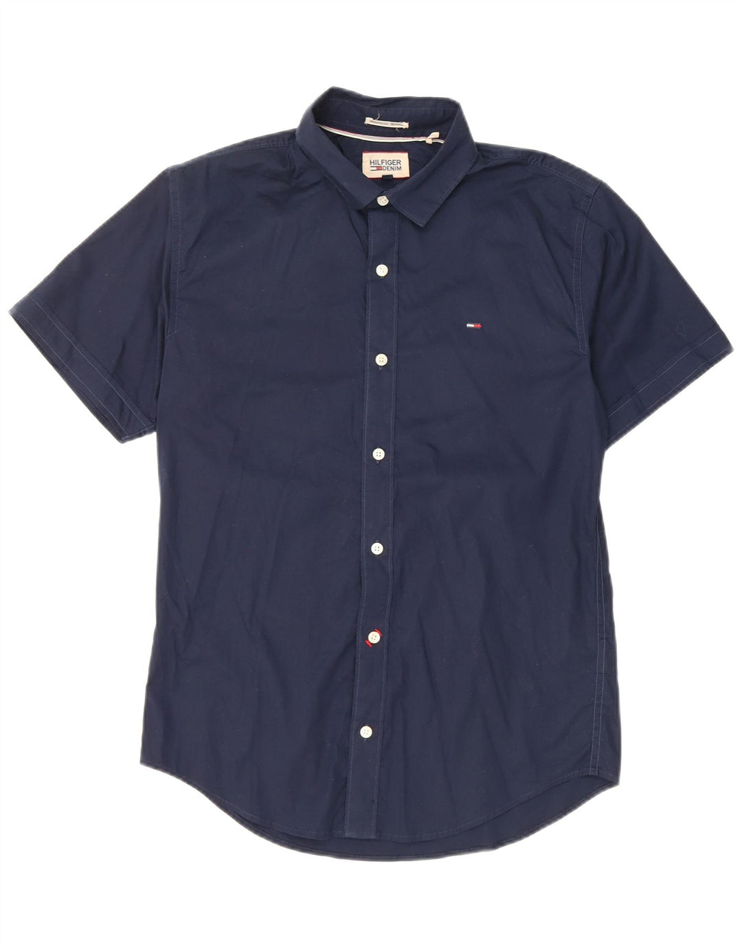 Koszula męska z krótkim rękawem Tommy Hilfiger, średnia, granatowa, bawełniana