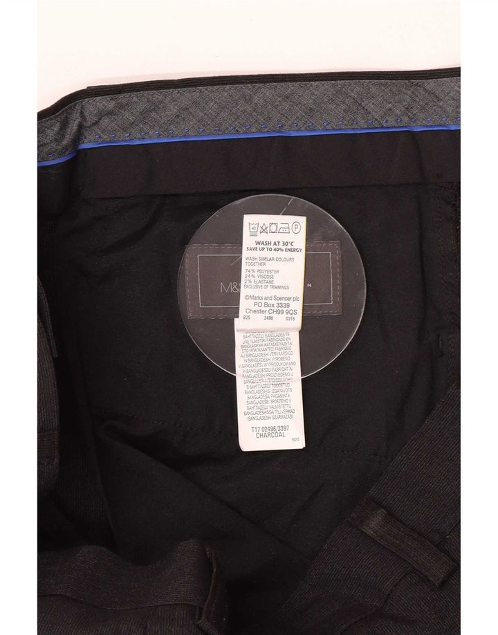 Marks & Spencer Męskie spodnie garniturowe slim fit W34 L31 Czarny poliester