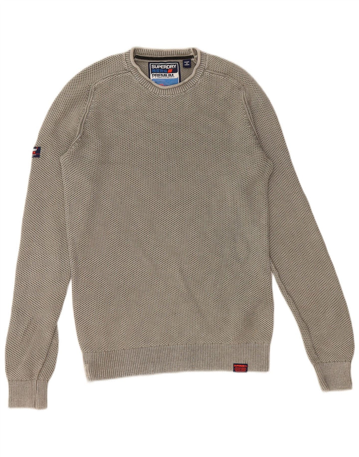 Męski sweter z okrągłym dekoltem Superdry, mały, zielony, bawełniany
