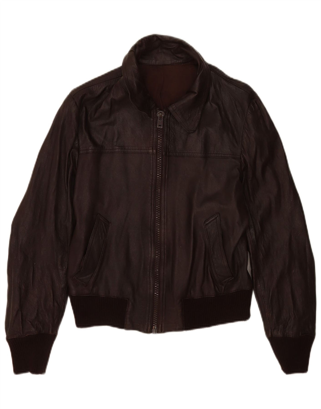 Damska skórzana kurtka bomber w stylu vintage IT 48 XL, brązowa skóra