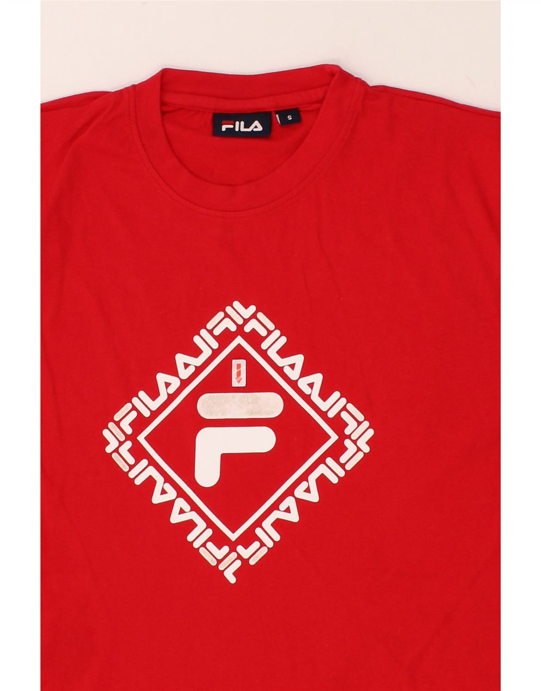 FILA Mens Graphic T-Shirt Top Small Red Cotton Vintage Fila and Second-Hand Fila from Messina Hembry 