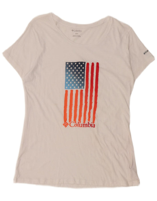 Damska koszulka z grafiką Columbia Top UK 12 Średnia biała bawełna