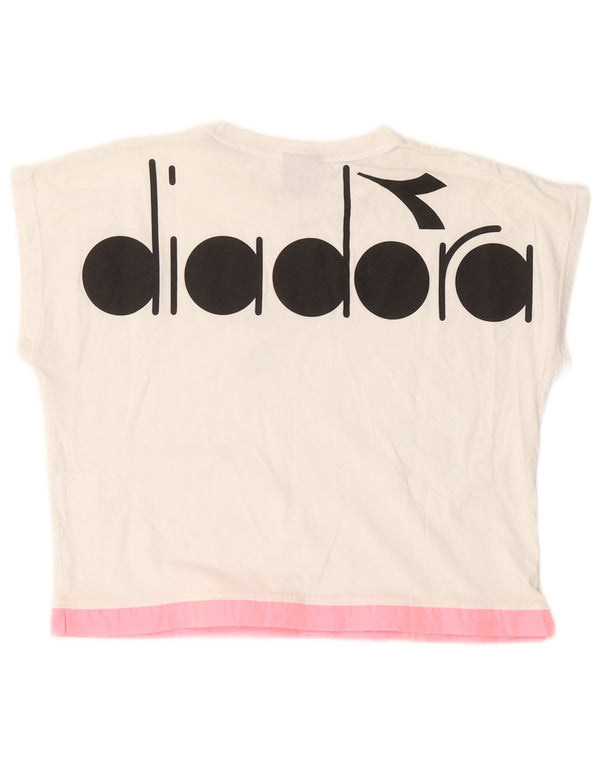Damska koszulka Crop Graphic Top Diadora UK 12 Medium White