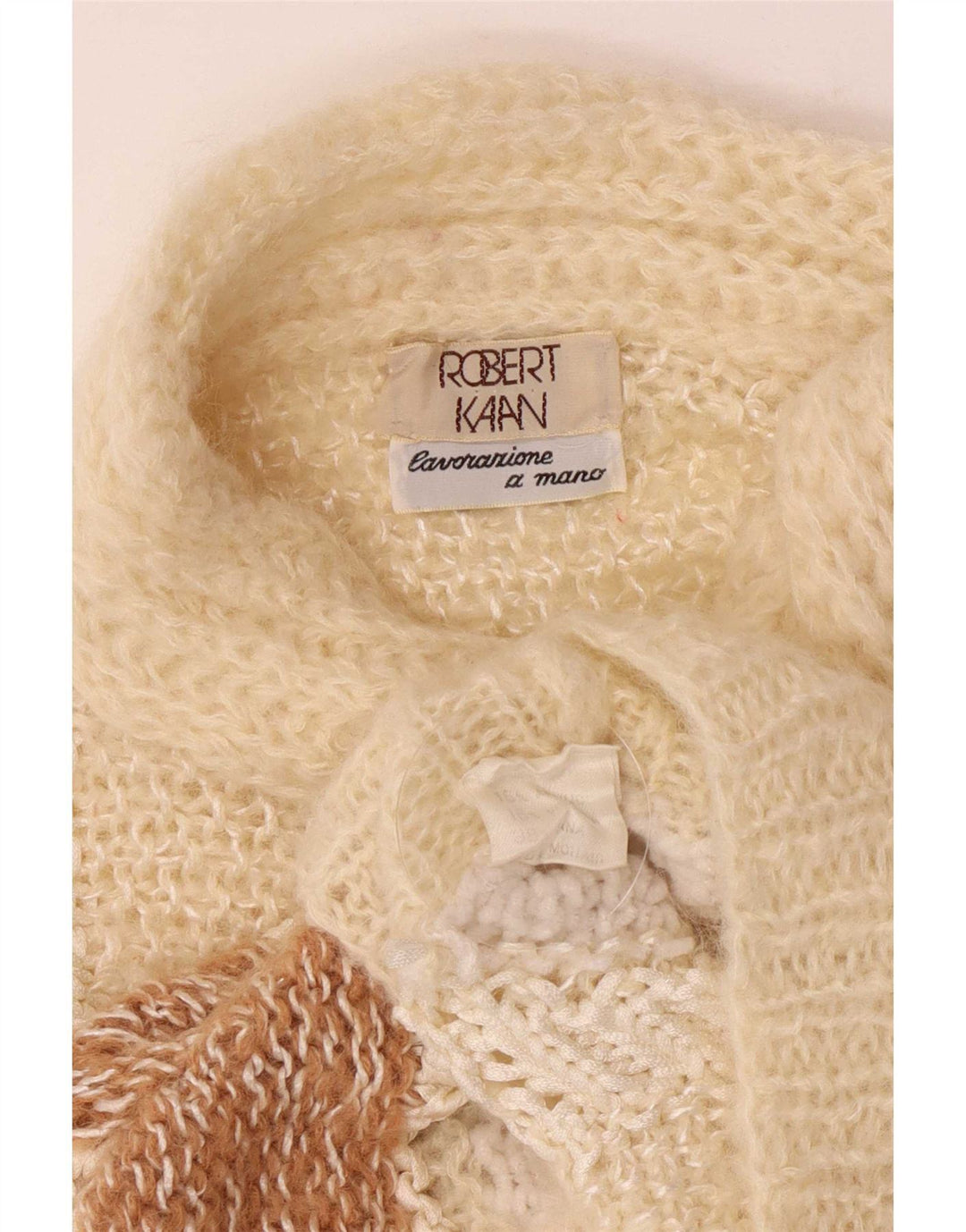 Sweter damski w stylu vintage z golfem UK 14, średni, w kolorze złamanej bieli, retro