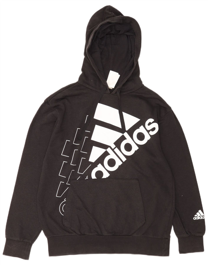 Męska bluza z kapturem Adidas Graphic, średnia czarna, bawełniana
