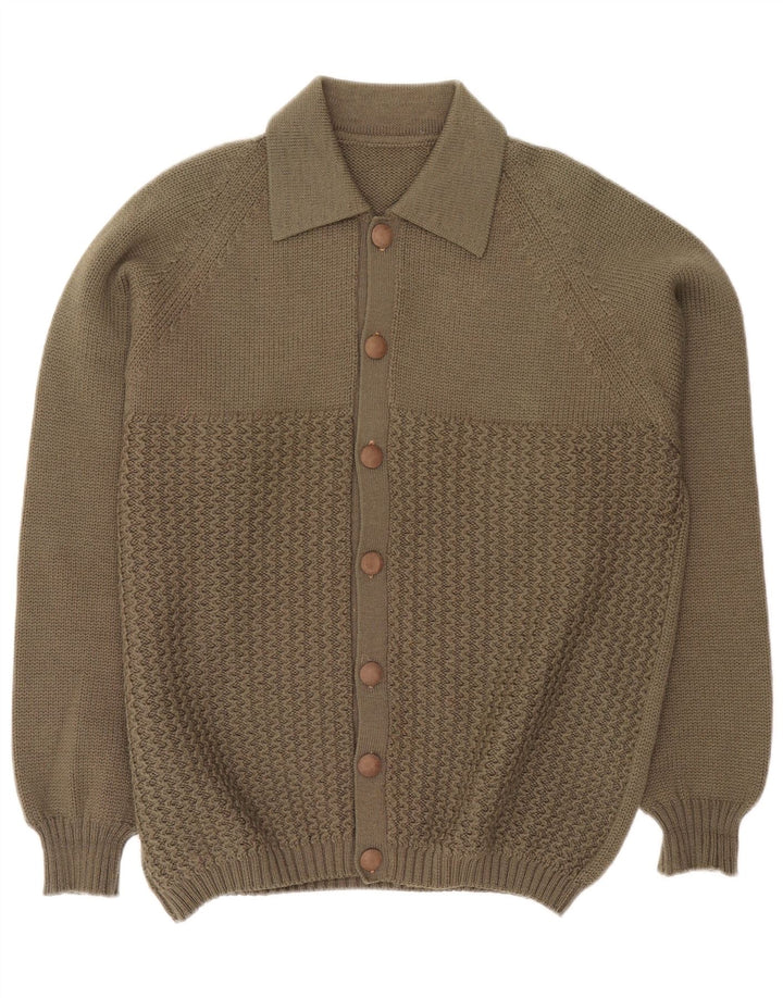 Vintage męski sweter rozpinany, duży khaki