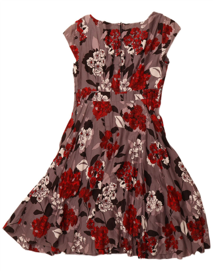 MONSOON Womens A-Line Dress UK 14 Medium  Grey Floral Cotton
