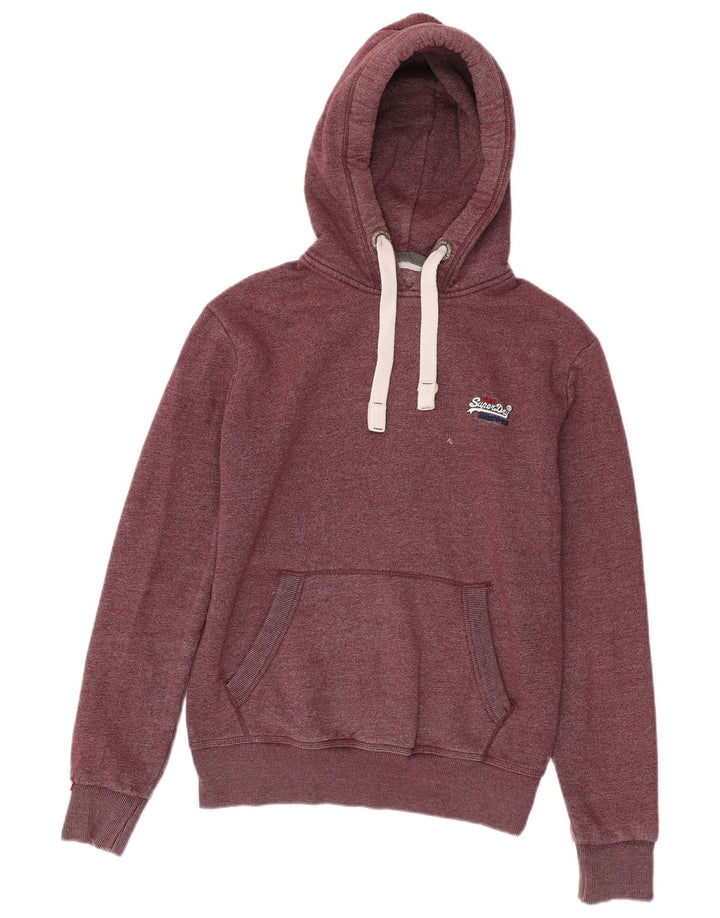 SUPERDRY Męski sweter z kapturem, średniej wielkości bordowa bawełna
