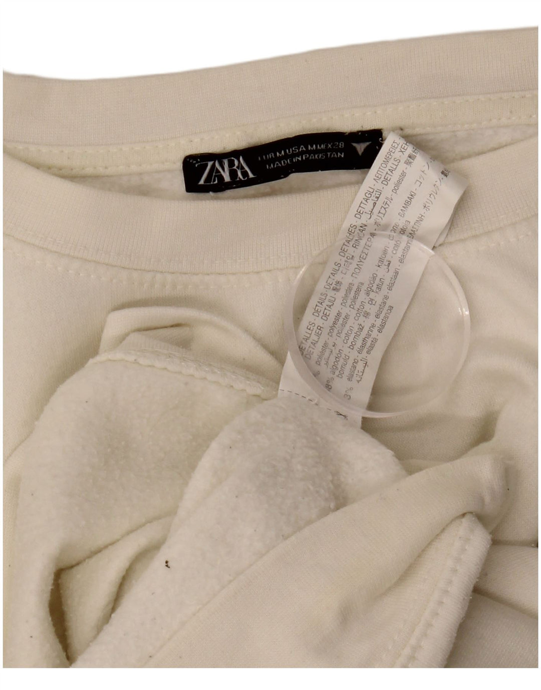 Damski sweter oversize Zara, UK 14, średni biały poliester