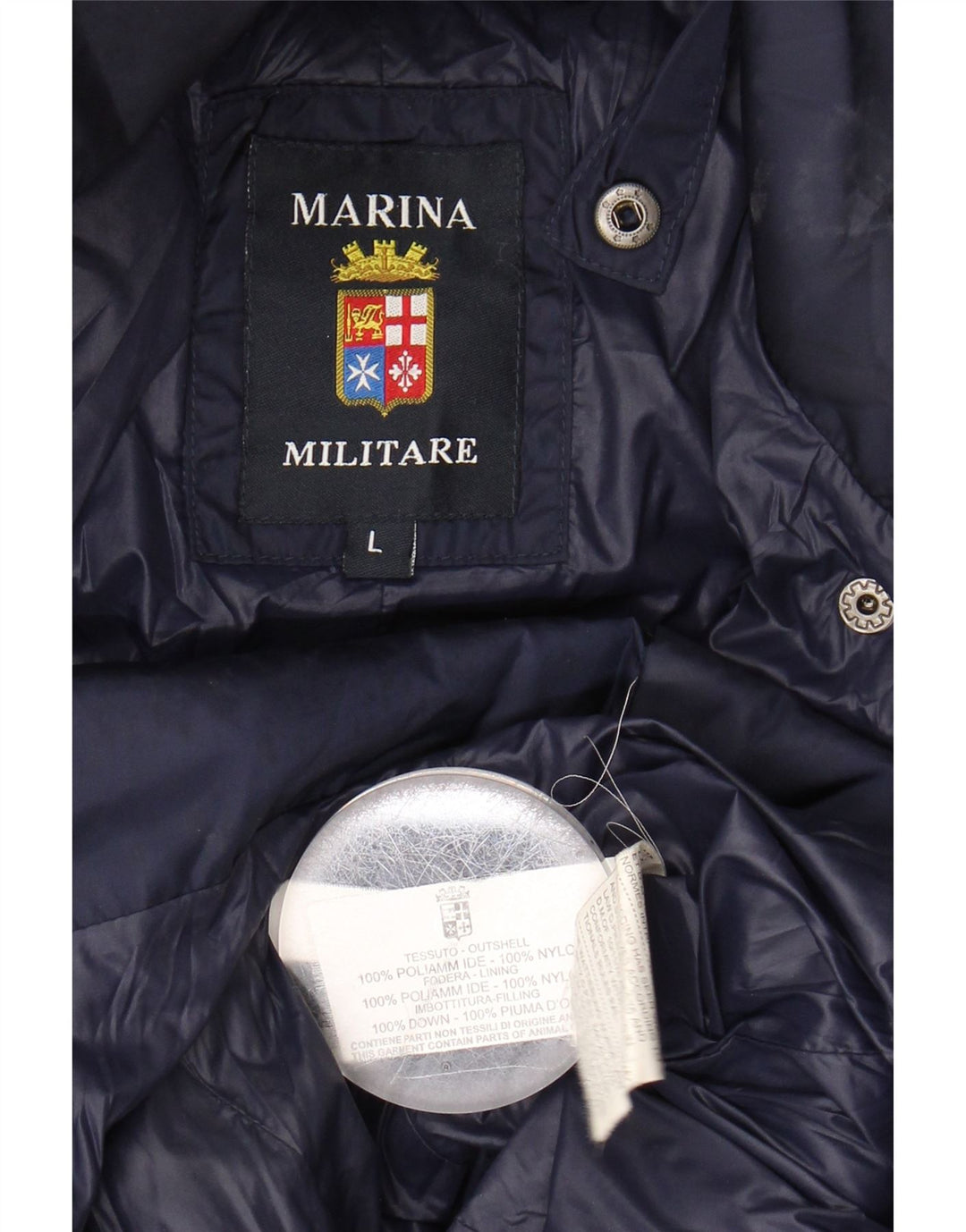 MARINA MILITARE Womens Padded Jacket UK 14 Large Navy Blue Polyamide Vintage Marina Militare and Second-Hand Marina Militare from Messina Hembry 