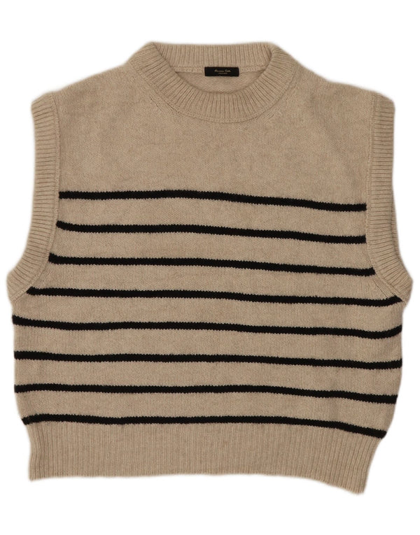 Damski podkoszulek Massimo Dutti Crop Oversize UK 10 w małe beżowe paski