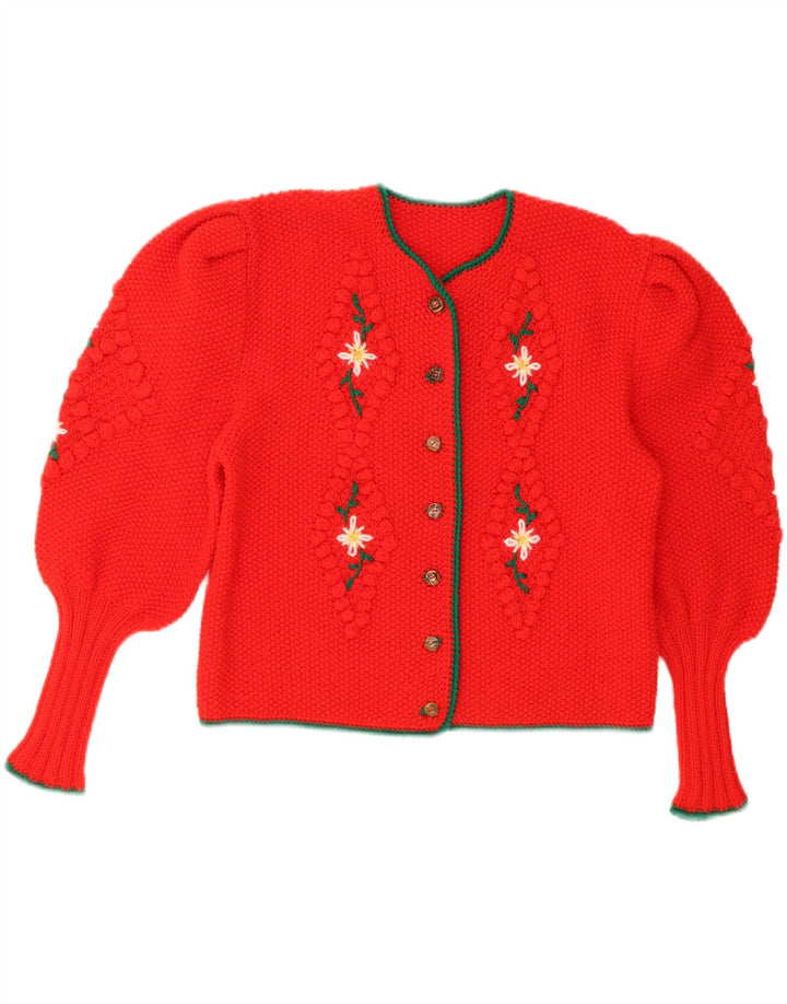 Sweter damski w stylu vintage, rozpinany UK 14, duży czerwony