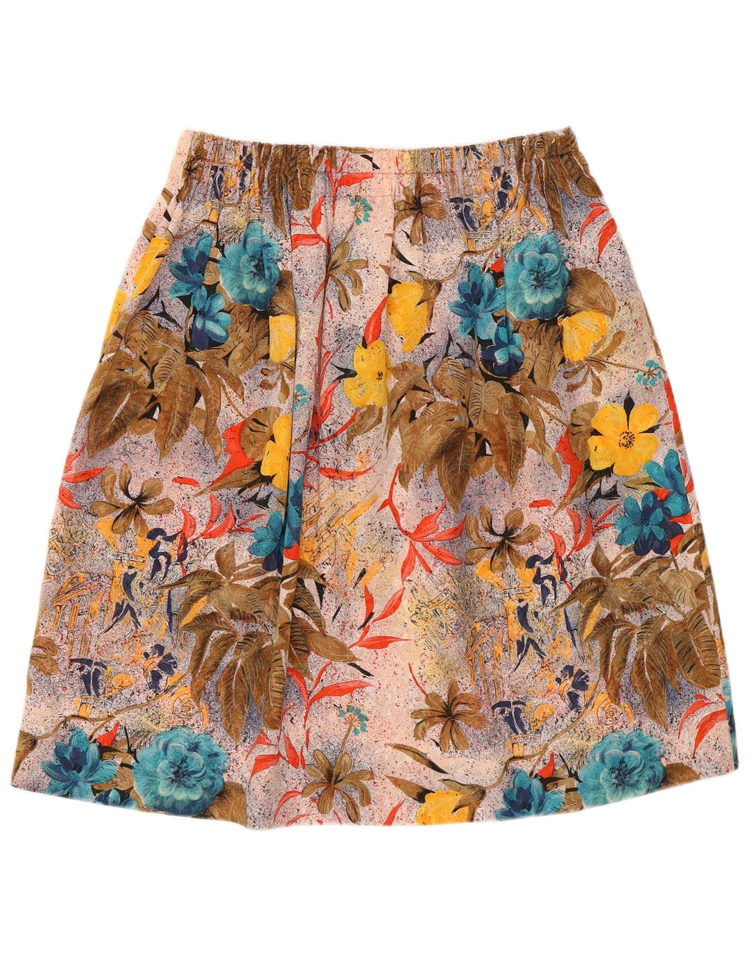 Vintage damska graficzna spódnica w kształcie litery A W30 Średnio wielobarwny kwiatowy