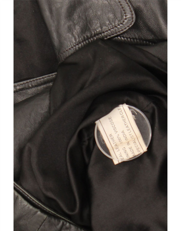 Damska kurtka skórzana z podwójnymi piersiami ETAM US 12, duża czarna skóra