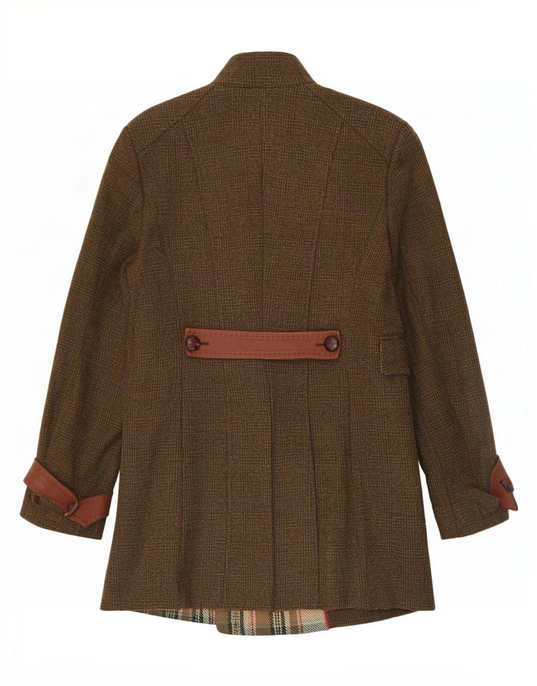 ST. Dwurzędowy płaszcz damski Emile UK 12, bawełna w kratkę w kolorze khaki