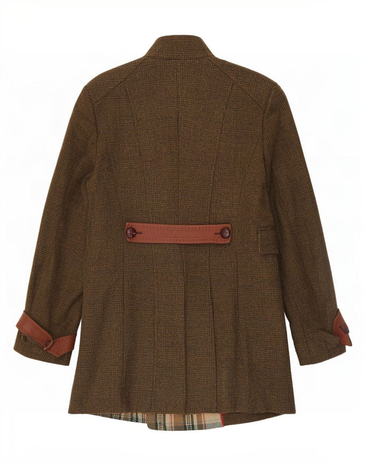 ST. Dwurzędowy płaszcz damski Emile UK 12, bawełna w kratkę w kolorze khaki