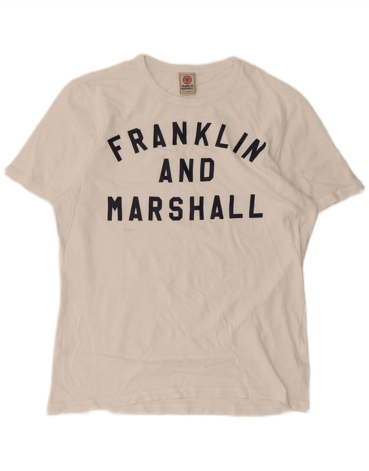 Męska koszulka z grafiką Franklin & Marshall, średnia, biała bawełna
