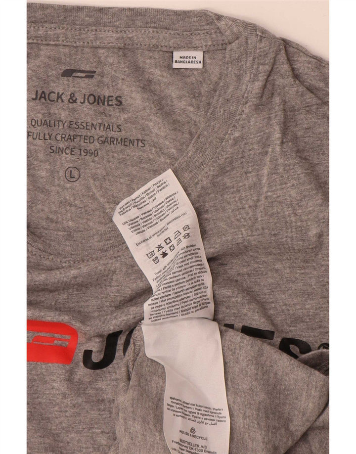 Męski T-shirt z grafiką Jack & Jones, duży, szary, bawełniany