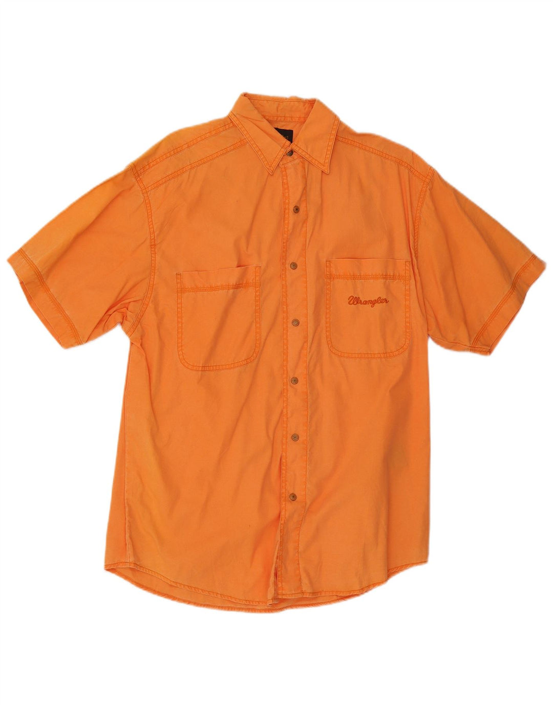 Męska koszula z krótkim rękawem Wrangler, średnia, pomarańczowa, bawełniana