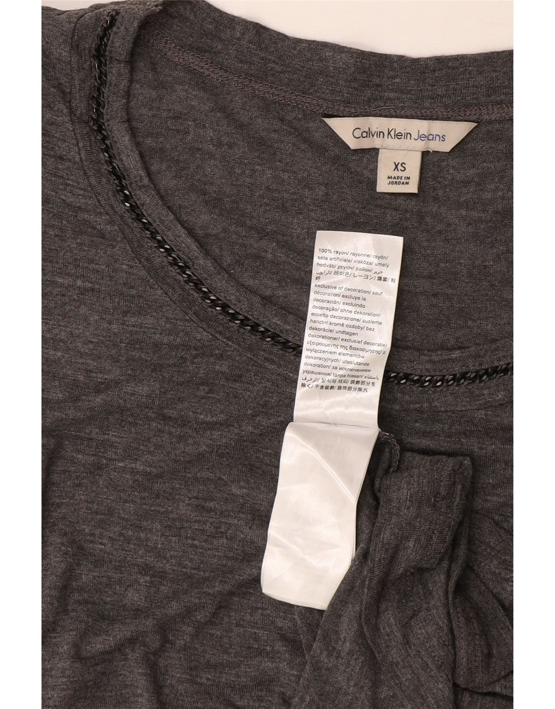 Damska koszulka o luźnym kroju Calvin Klein Top UK 8 XS Szary sztuczny jedwab