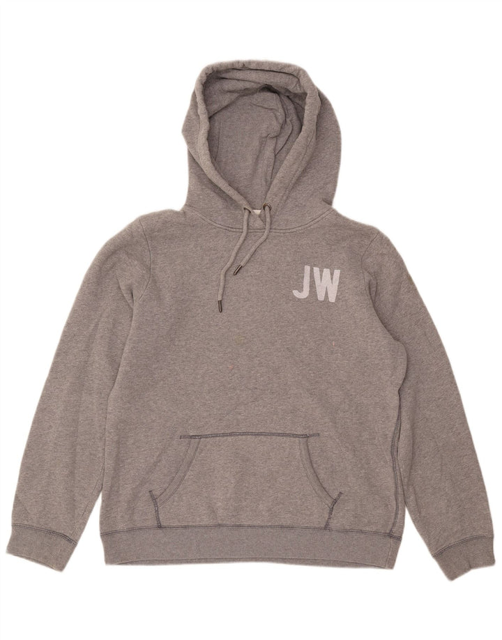 Damski sweter z kapturem i grafiką JACK WILLS UK 14, duży, szary, bawełniany