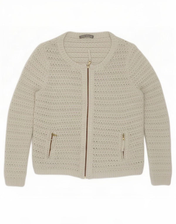 Marks & Spencer Damski sweter rozpinany UK 16, duży, złamanej bieli, bawełniany