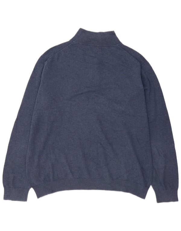 Gant Mens Zip Neck Jumper Sweater 2XL Navy Blue Cotton