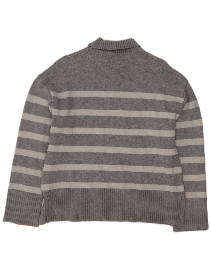Damski sweter oversize z golfem Zara UK 10 w małe szare paski