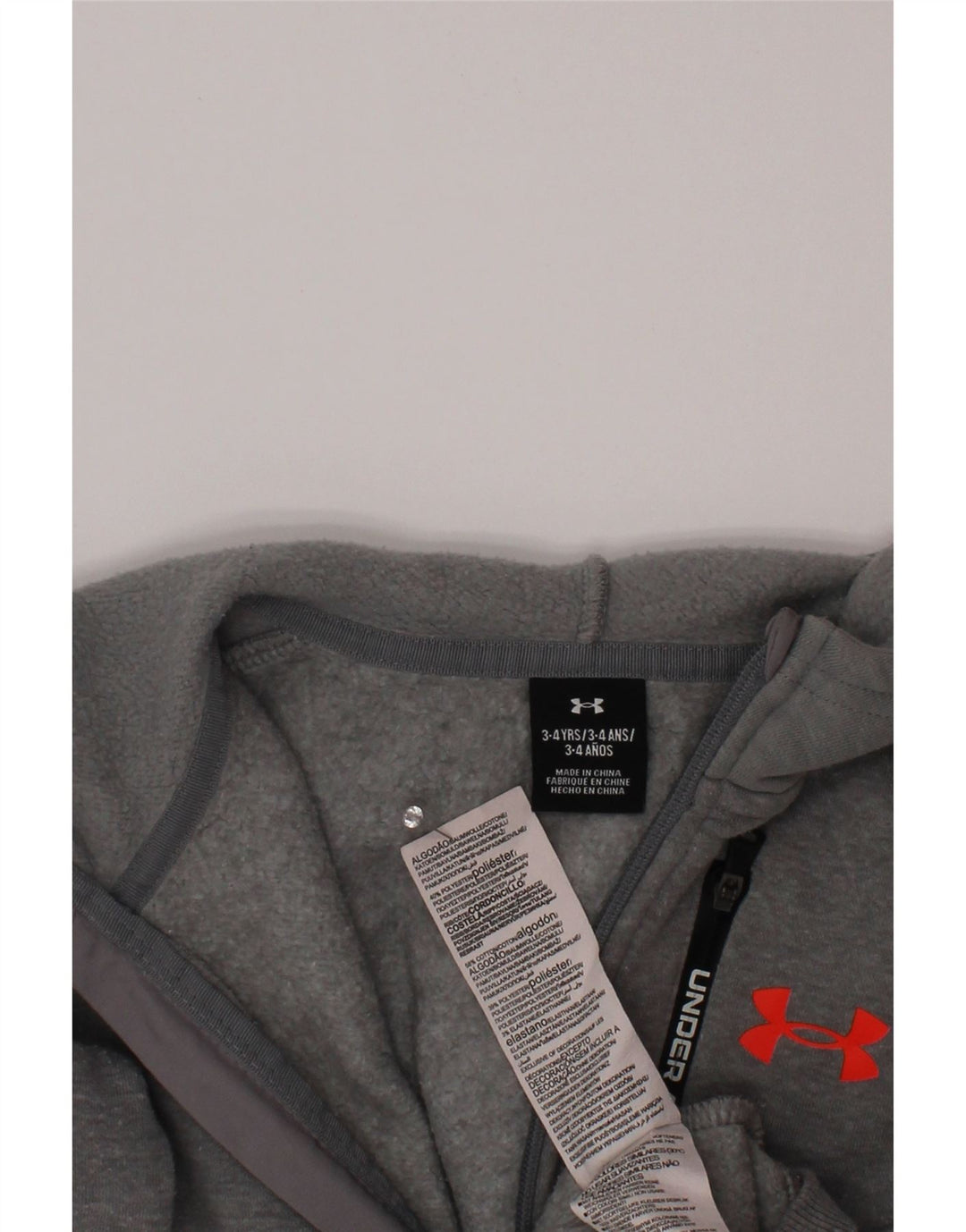 UNDER ARMOUR Chłopięcy sweter z kapturem i zamkiem, 3-4 lata, szary