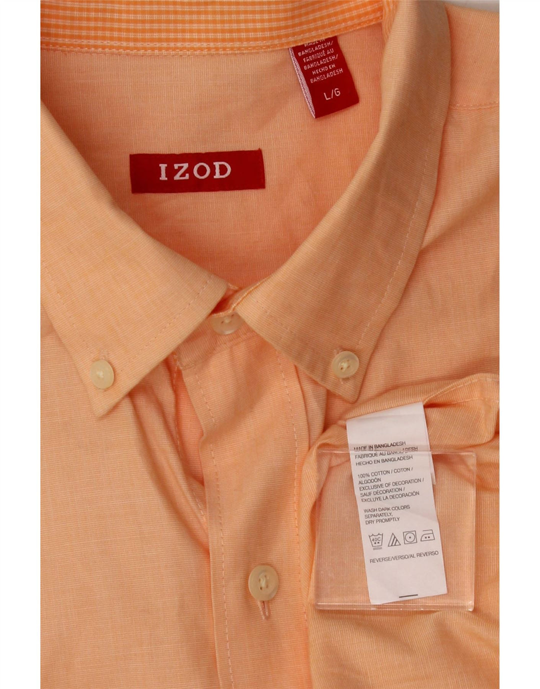 IZOD Mens Grant Fit Shirt Large Orange Cotton Vintage Izod and Second-Hand Izod from Messina Hembry 