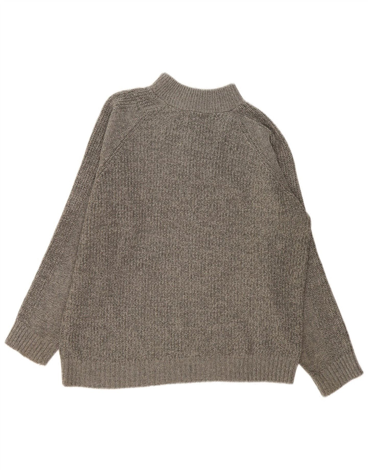 Marks & Spencer Męski sweter z zamkiem błyskawicznym, duży, szary, nakrapiany akryl