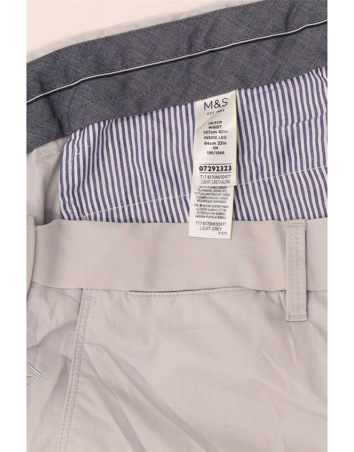 Marks & Spencer Męskie proste spodnie chino W42 L33 Szara bawełna
