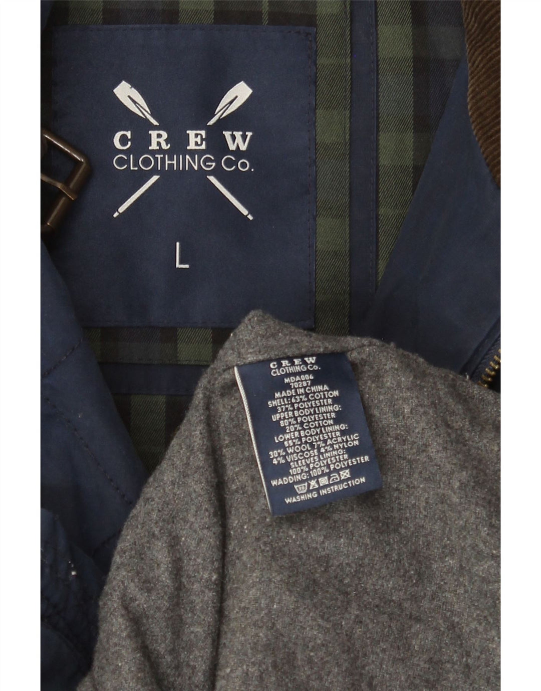 Crew Clothing Męska pikowana kurtka UK 40, duża, granatowa, bawełniana