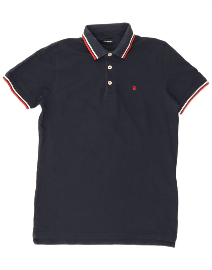 Męska koszulka polo Jack & Jones, średnia, granatowa, bawełniana