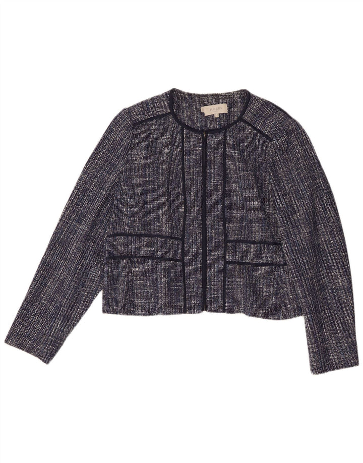 Kurtka damska Hobbs Crop Blazer UK 18 XL Granatowa nakrapiana