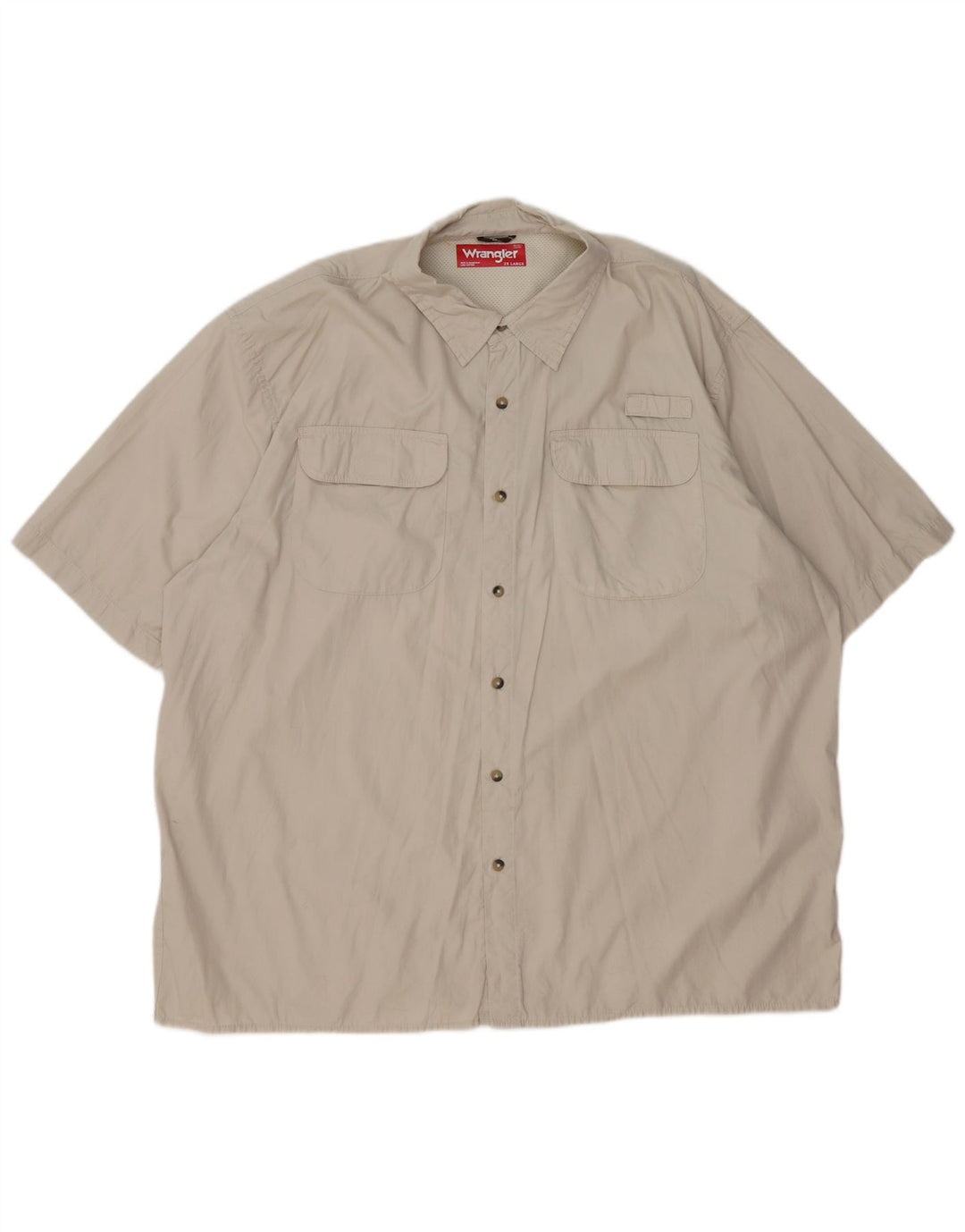 Koszula męska z krótkim rękawem Wrangler 2XL, beżowa, bawełniana