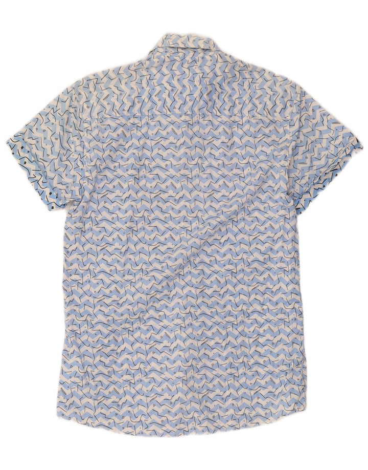 Męska koszula z krótkim rękawem Jack & Jones, średnia niebieska, geometryczna bawełna