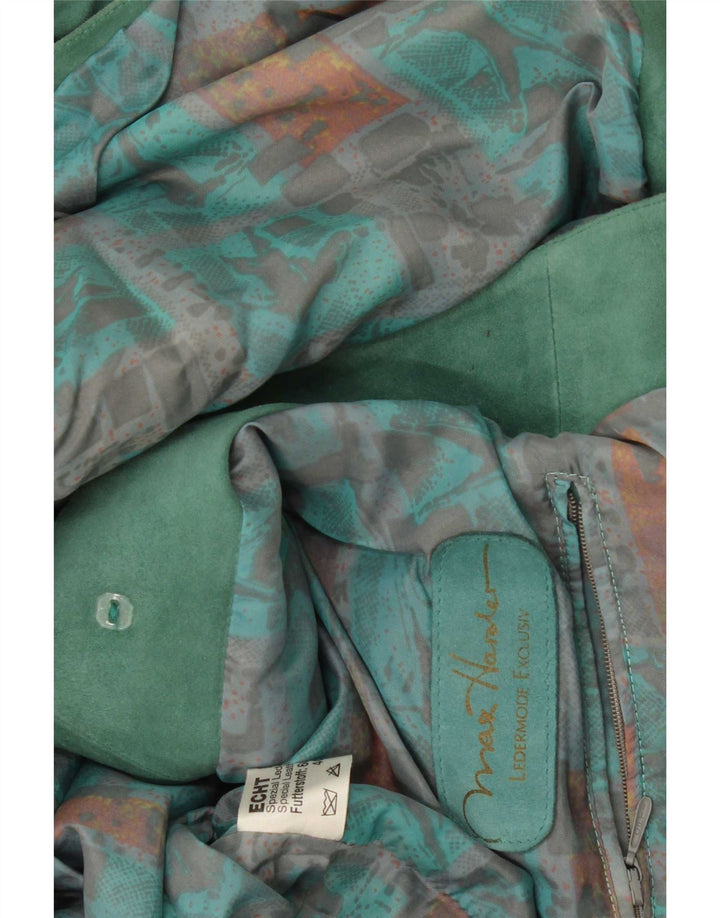 Vintage damski zamszowy płaszcz UK 18 XL, zielona skóra