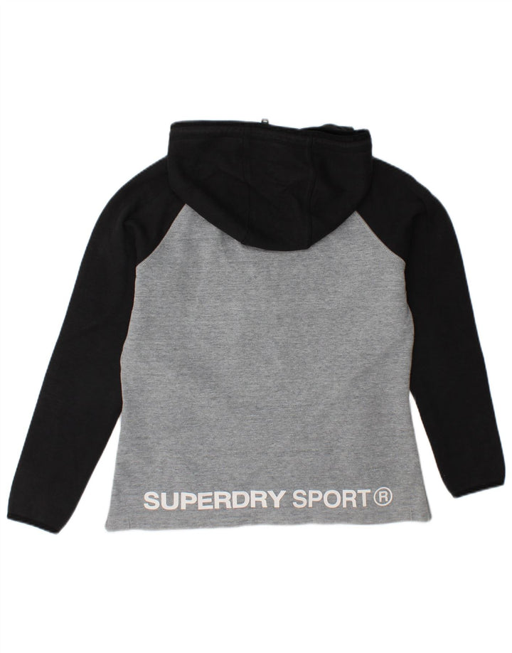 Damski sweter z kapturem SUPERDRY z grafiką UK 14, średni szary, blok kolorów