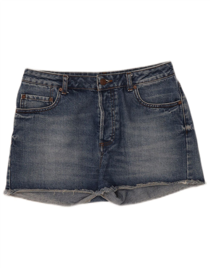 Damskie spodenki jeansowe TOPSHOP UK 12 Medium W30 Niebieskie bawełniane