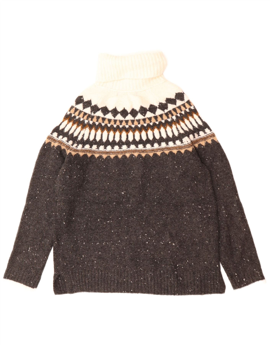 Marks & Spencer Damski sweter z golfem UK 10 Small Grey Fair Isle